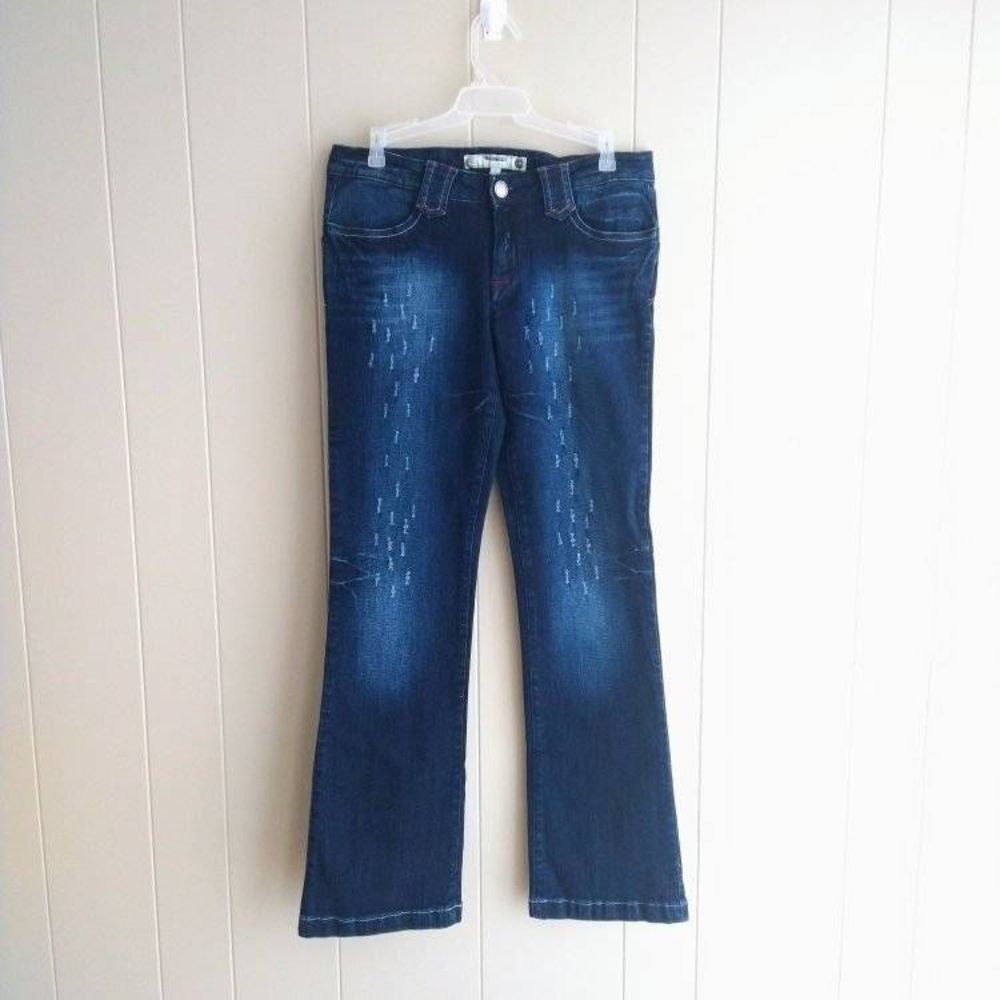 Lot 29 Womens Blue Flare Dark Denim Wash Jeans Size 7